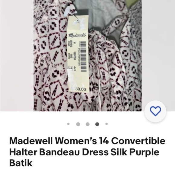 Madewell Convertible Halter Bandeau Silk Ivory & Burgundy dress, size two. - Picture 4 of 9